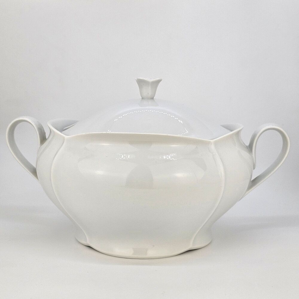 VTG Tirschenreuth Soup Bowl With Lid Baronesse White‎ Bavaria Germany